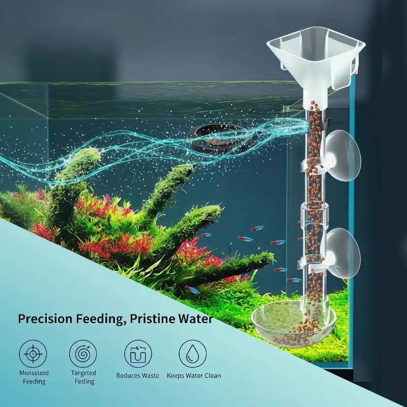 Telescopic Adjustable Acrylic Aquarium Feeding Tube With Suction Cups Fish Tank Feeder Aquatic Accessories ****