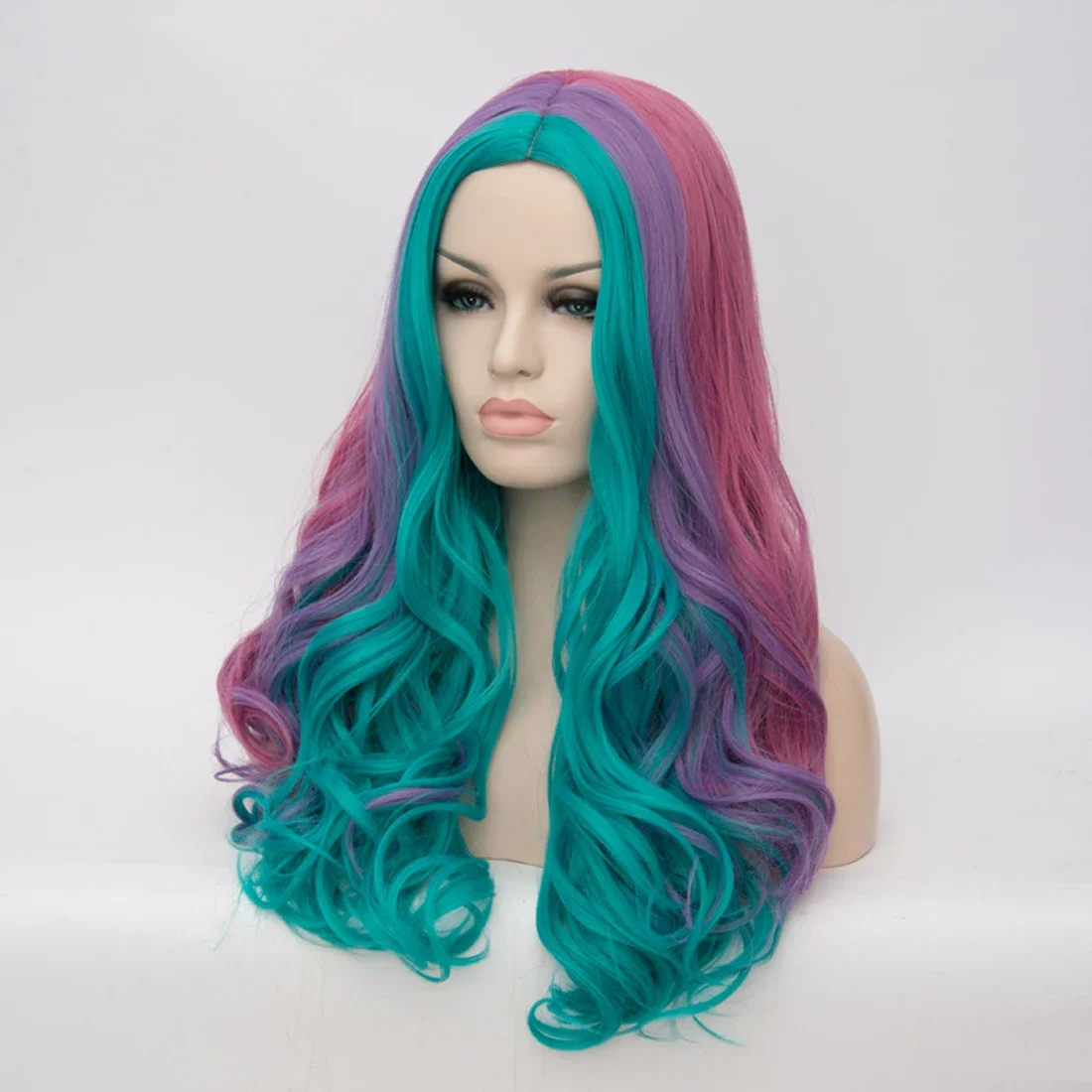 Color Long Wavy Wig Synthetic Wig Ladies Cosplay Daily Use Of Heat-resistant Hair.