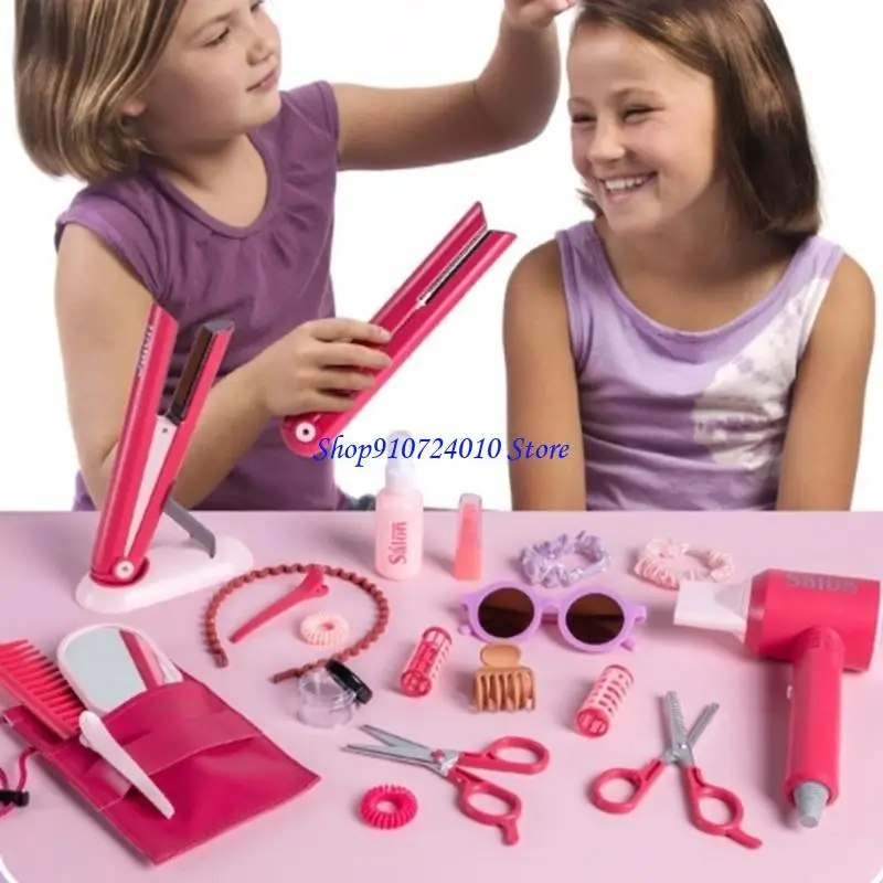 77HD 36Pieces Kids Hairdressing Beauty Salon Playset for Children Girl Imagination