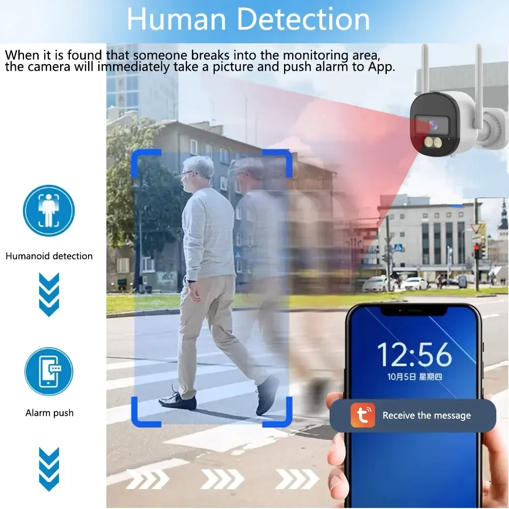 5MP Tuya Mini Wifi Bullet Camera IP Outdoor Waterproof Color Night Vision Human Detection Smart Life Security Surveillance Cam