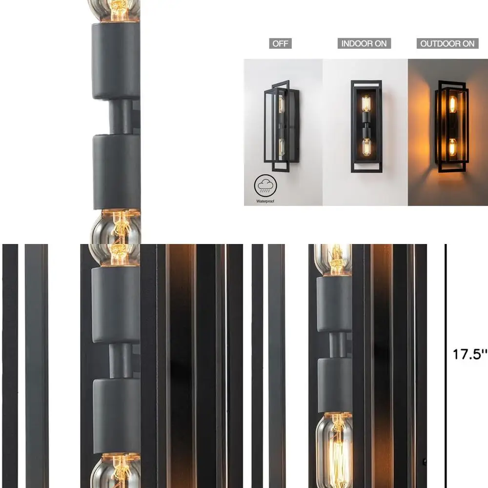 

Современное наружное настенное бра с прозрачным стеклом, освещением вверх/вниз для дома, патио, гаража - черный FTL-OW-053