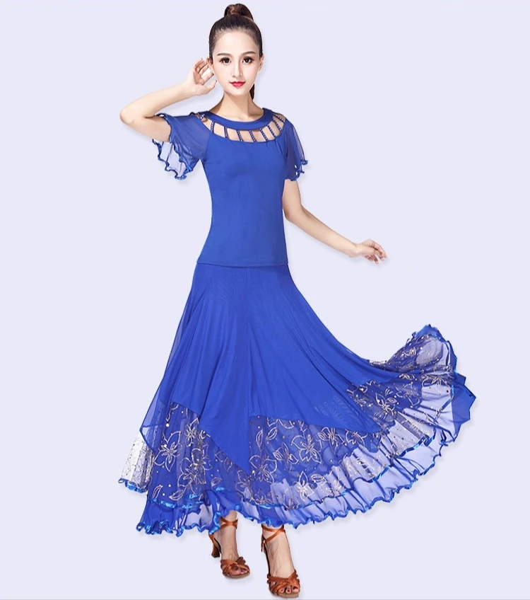 Conjunto de falda grande personalizada para danza moderna de jazz para mujer, traje de competición profesional para actuación de baile de salón, vals, tango
