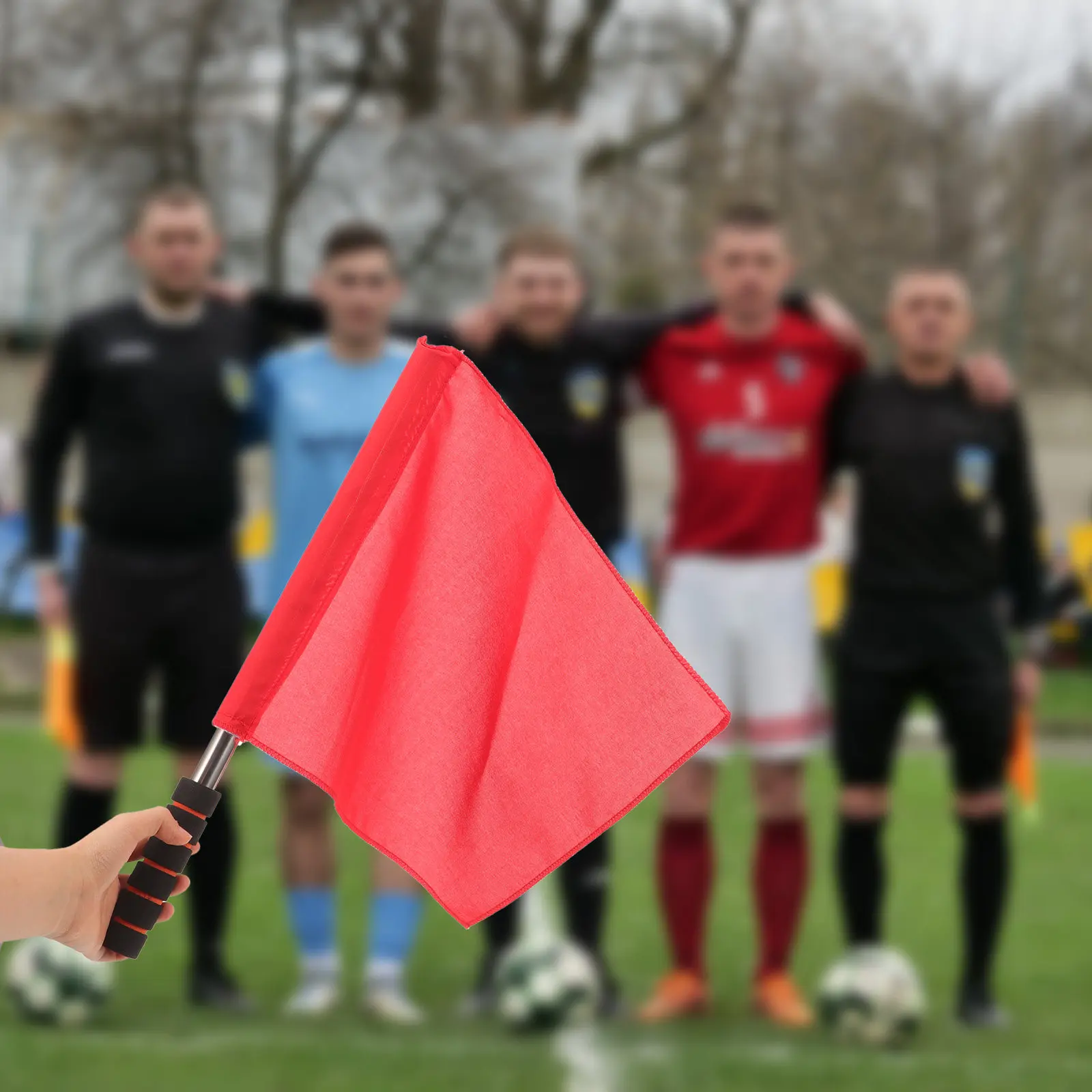 2Pcs Soccer Referee Flags Reliable Lightweight Comfortable Grip Football Match Hand Signal Flags Commanding Referee Flag