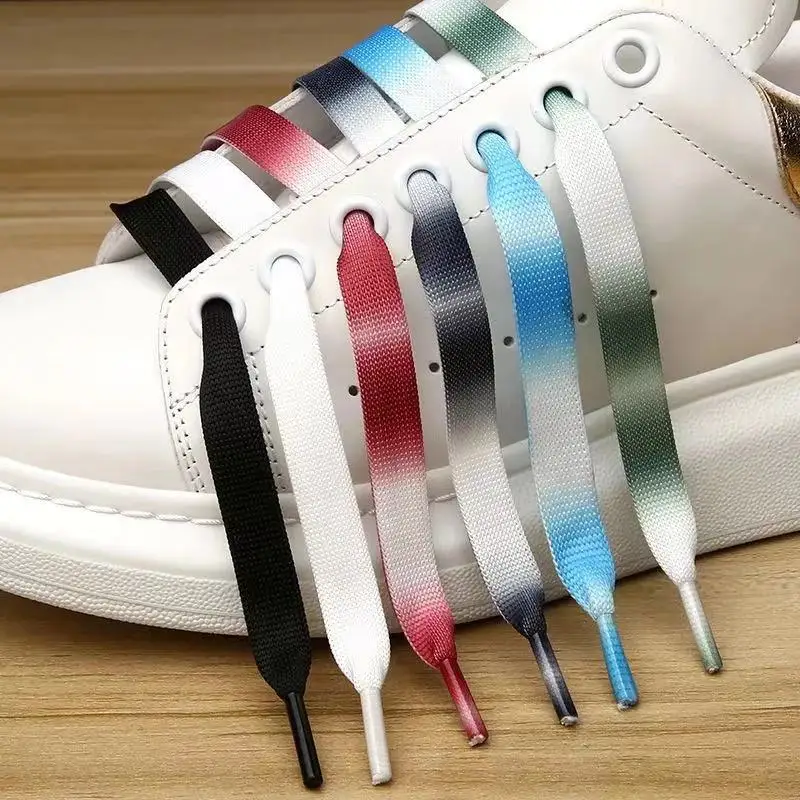 Fashion Gradient Shoelaces Flat Colorful Shoe laces for Casual Sneakers Laces Shoes 1.2CM Width 2021 New Rainbow Shoelace