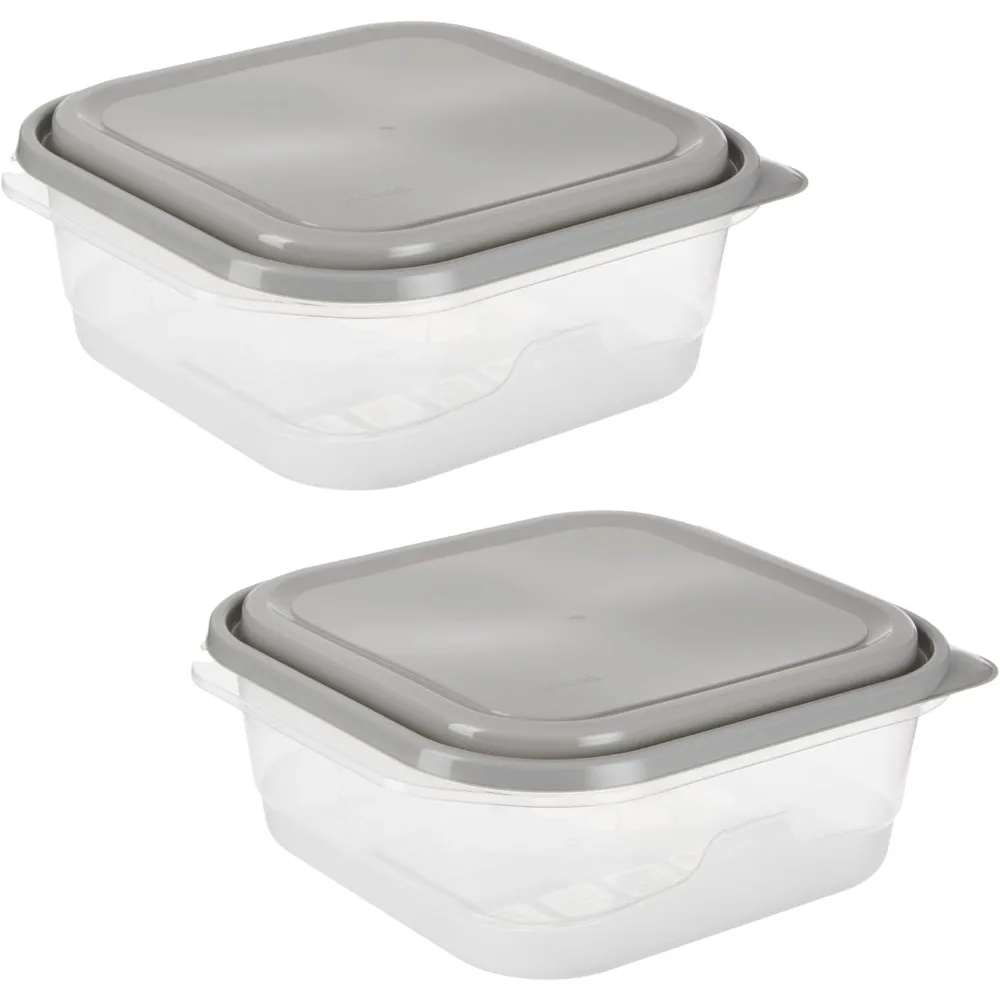 Extra Large Square Food Storage Containers 2-Pack BPA Free Plastic Airtight Lids for Kitchen Pantry Organization Meal Prep Leftovers Dry Goods Flour Snacks Cereals Pasta Durable Stackable Space Saving Clear Locking