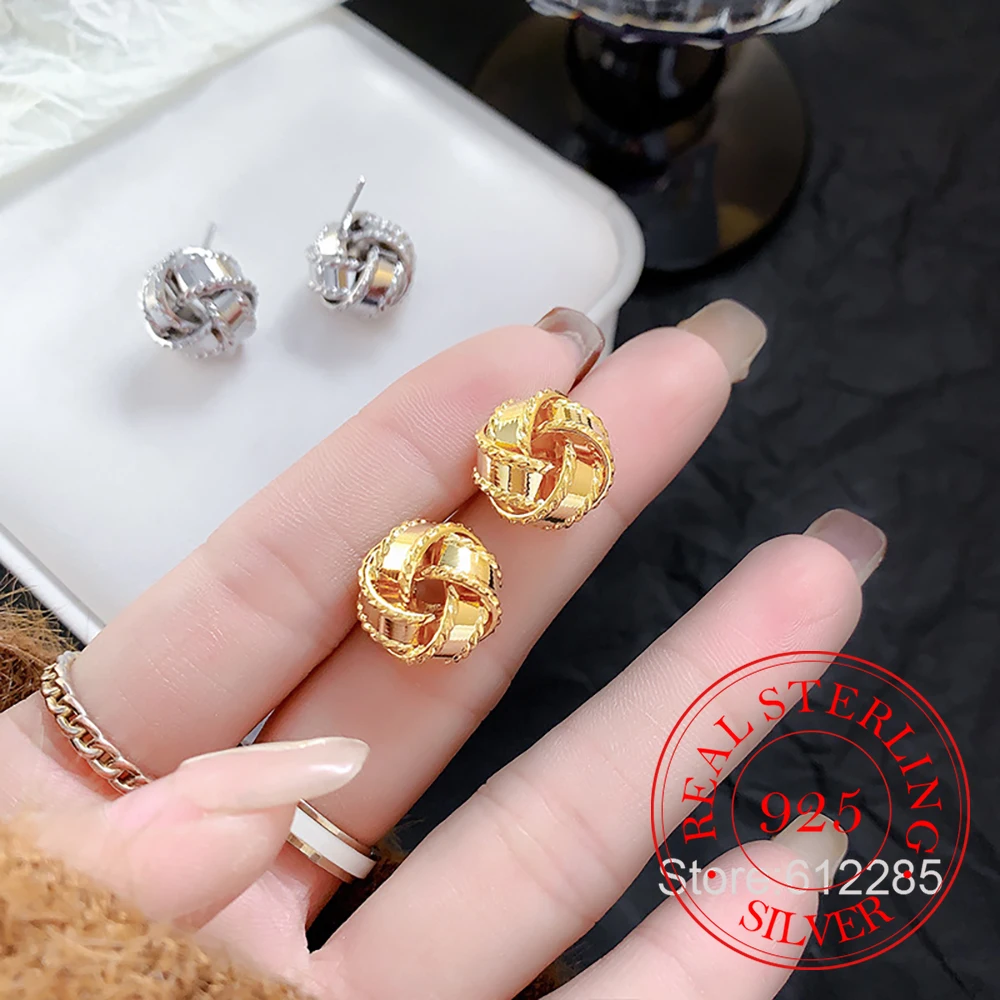 925 Sterling Silver Jewelry Woven Hydrangea Ball Stud Earrings for Women Wedding Party Jewelry for Girls Friend Gift