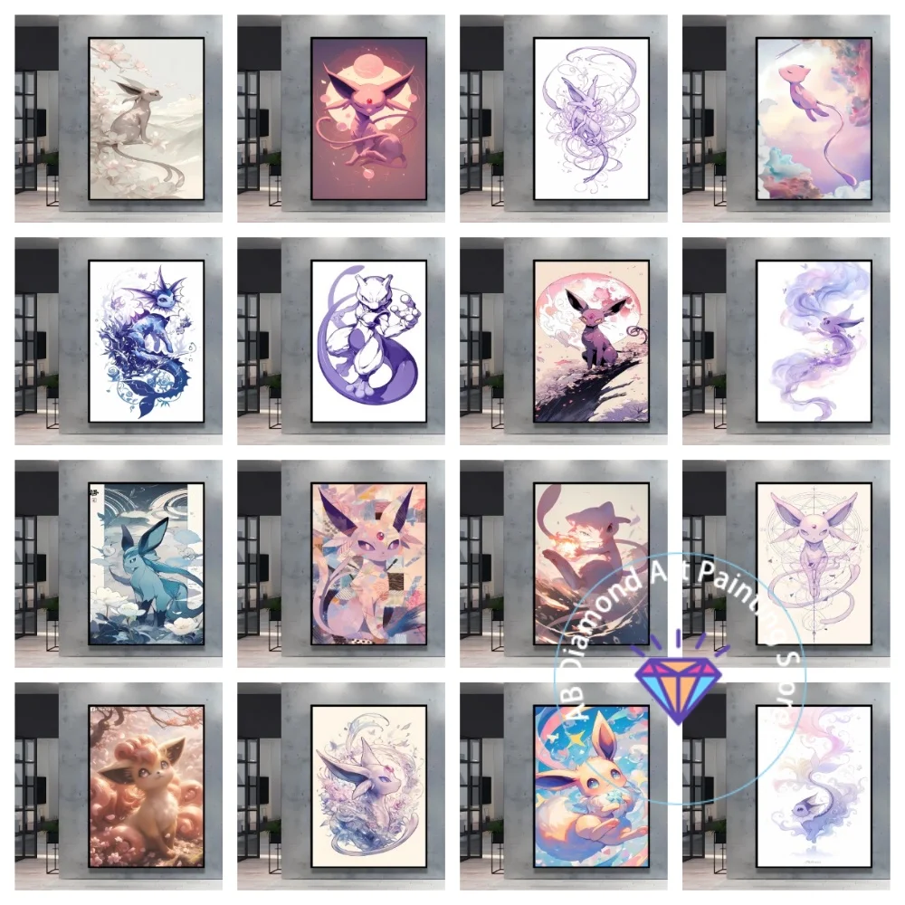 

Pokemon Espeon Anime Square Round AB Diamond Painting Kit 5D DIY Cross Stitch Handmade Art Gift Crafts Home Decor Children Gift