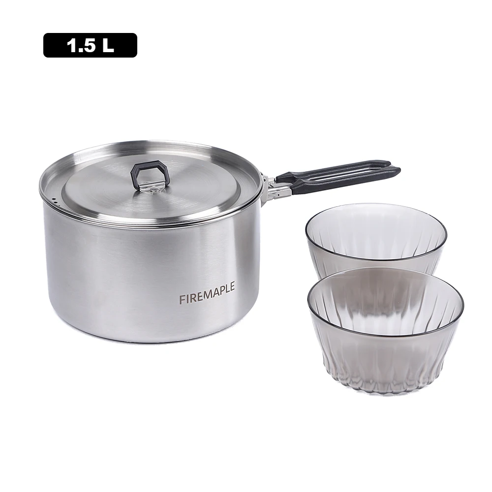 Fire Maple Camping Kookgerei Wandelen Antarcti Roestvrij Stalen Pot Outdoor Kamp Koken Set 0.8L-1.5L Compact Opvouwbaar Potten