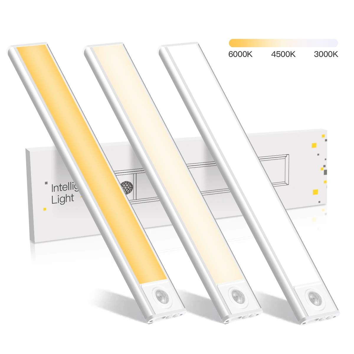 3 ألوان قابلة للتغيير محس حركة قابلة للشحن LED أضواء تحت الكابين المغناطيسي لخزانة المطبخ وإضاءة الطوارئ #1