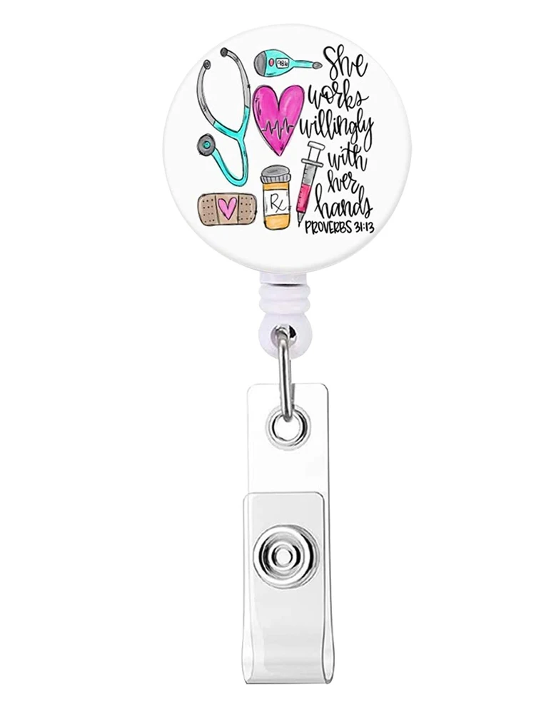 حامل بطاقة هوية كرتونية محمول مع مشبك تمساح ، حامل بكرة شارة طالب للممرضة ، مريح ، قابل للسحب ، طبيب ، مدرسة ، مكتب