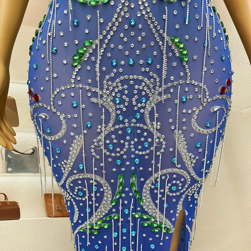 Paillettes di lusso Autunno e inverno Abito lungo aderente a maniche lunghe Modello adulto Passerella Abito alla moda Incontro annuale Abendkleid