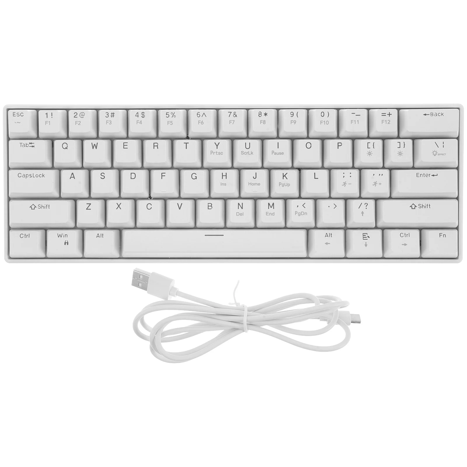 

Mechanical Keyboard 61 Keys White Compact Wired Rgb Backlit Gaming Keyboard Laptop Pc Computer Multifunction Key Comfortable