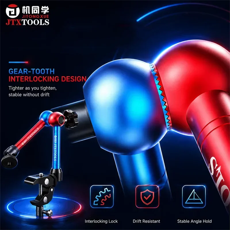JTX X2 Universeller Schwerlast-Magic-Arm-Halter 360° Drehbare Tischklemme für Wartungs- und Messgeräte Handy-Reparatur – Detail 8