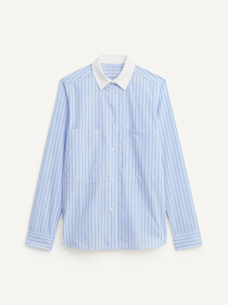 Faionable rayé irt décontracté contraste col nouveauté hiver 2025 vêtements pour femmes doux Aosphère loisirs T