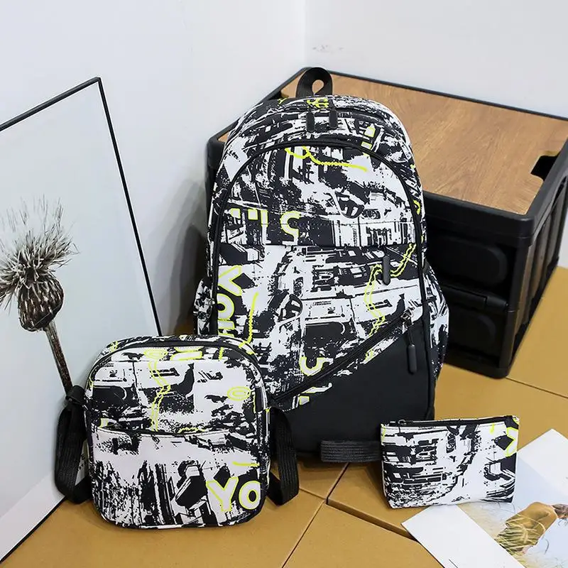 3pcs/set Male knapsack high school bags for men 2024 boys schoolbag student bag men camouflage school backpack sac mochila