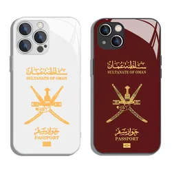 Oman Passport Metallic-Color Phone Case For iPhone X XR XS 16 15 14 13 12 Mini 11 Pro Max 7 8 SE20 Plus Glass Hard Cover