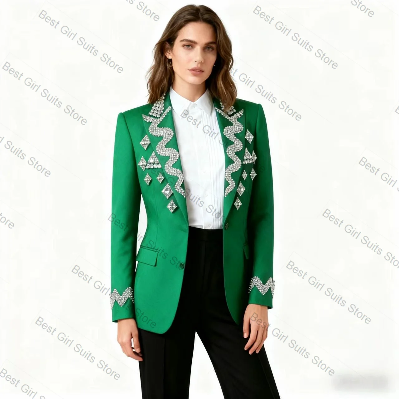 ชุดสูทผู้หญิงสีดำ 2 ชิ้น เสื้อเบลเซอร์+กางเกงขายาว ผ้าฝ้าย ชุดทำงานสุภาพสตรี แจ็คเก็ตสั่งตัดได้ สำหรับงานพรอม งานแต่งงาน