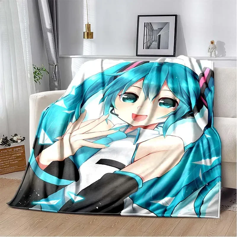 Anime Vocaloid Girl Blanket Kawaii Miku Lightweight Soft Throw Blanket Flannel Bedspread Sofa Cover Gift for Children@0￥