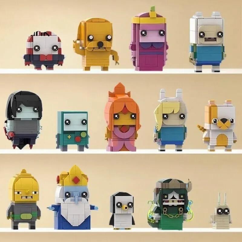 

MOC Adventure Figures Bricksheadz Anime Cartoon Building Blocks Finn Jake Ice King BMO Mini Doll Kids Assembly Toy Birthday Gift