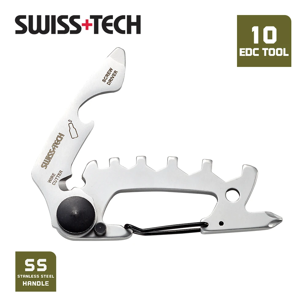 SWISS TECH 10 w 1 Mini Multitool Przenośne kieszonkowe narzędzie ręczne EDC Wkrętaki Karabińczyk Zacisk Wędrówki Camping Zestaw narzędzi rowerowych