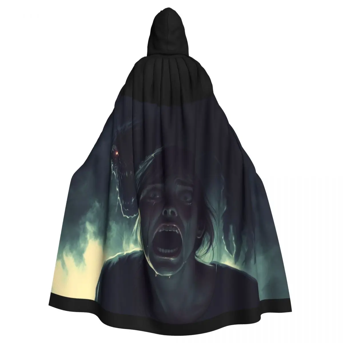 

Horror Face Cloak with Monster for Halloween Cosplay Unisex Adult Cloak with Hood Long Witch Costume Cosplay