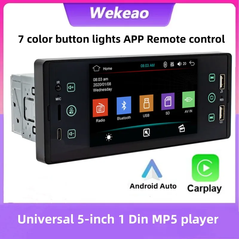 

Universal 1din Auto Radio Android Multimedia Player 5inch Touch Screen 1 Din Car Stereo Video GPS Navigation WiFi Bluetooth