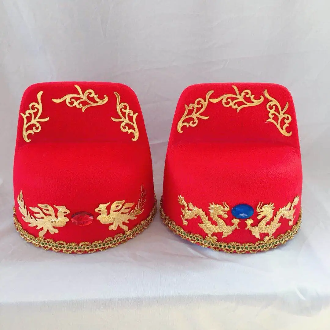 

Yellow Chinese Ancient Emperor Hats For Children & Adults Dragon Hats Tang Han Wedding Groom Cap Funny Party Joker Cosplay