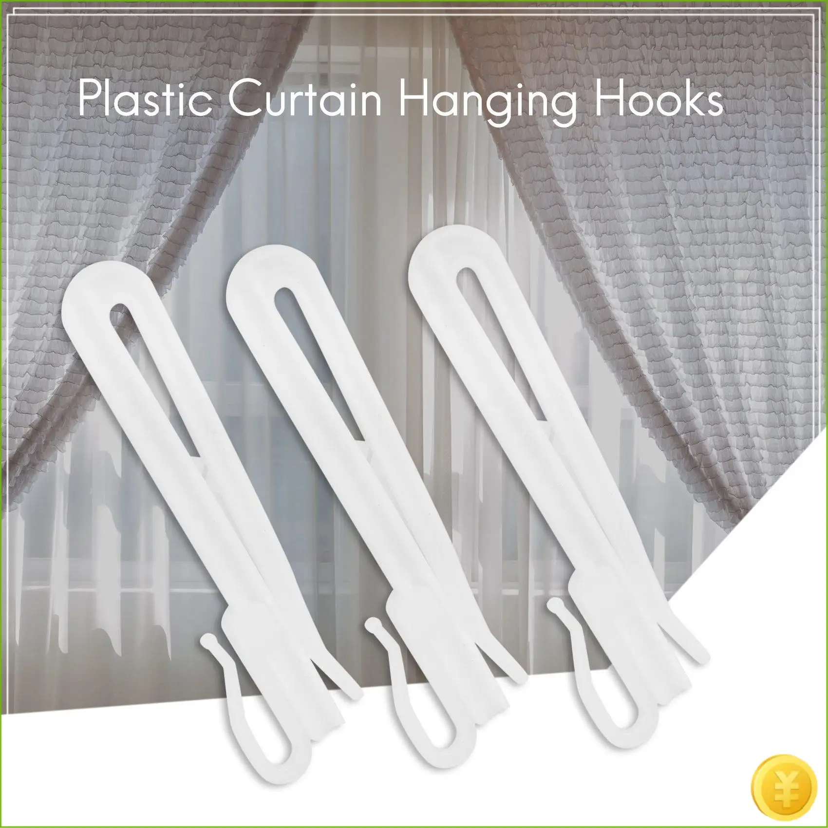 200PCS Plastic Curtain Hanging Hooks Stereo Window White Plastic Adjustable Height Curtain Accessories For Hang Ceiling 9Cm