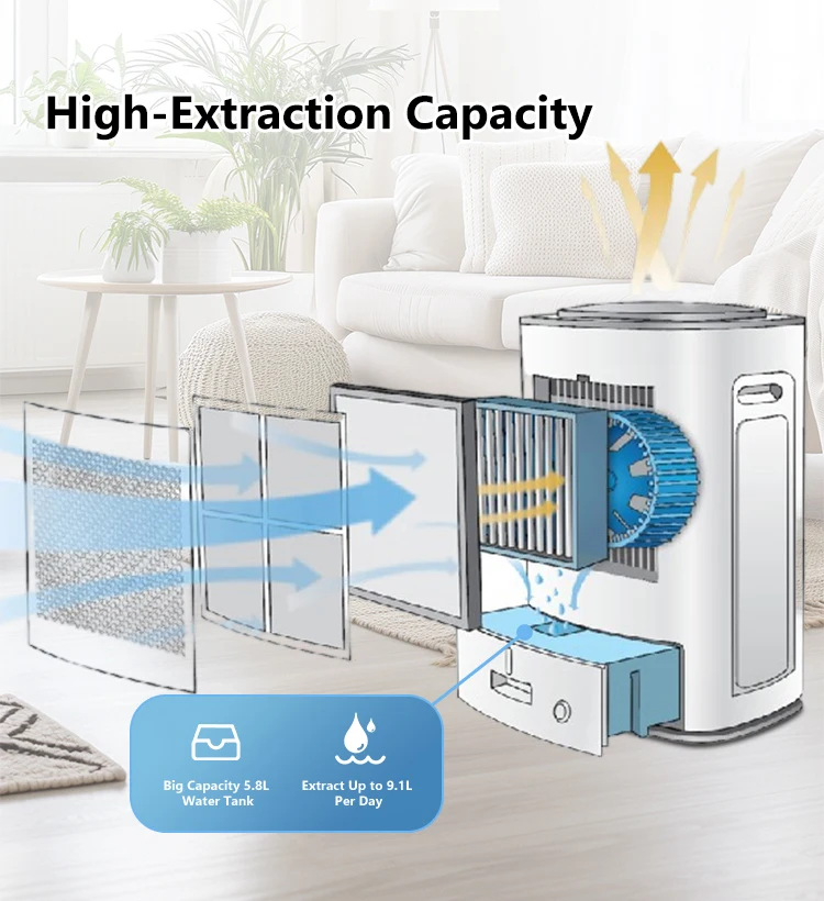 Evaporation Condensing Dehumidifier Without Compressor Air Purifier 2 in 1 for Home Office