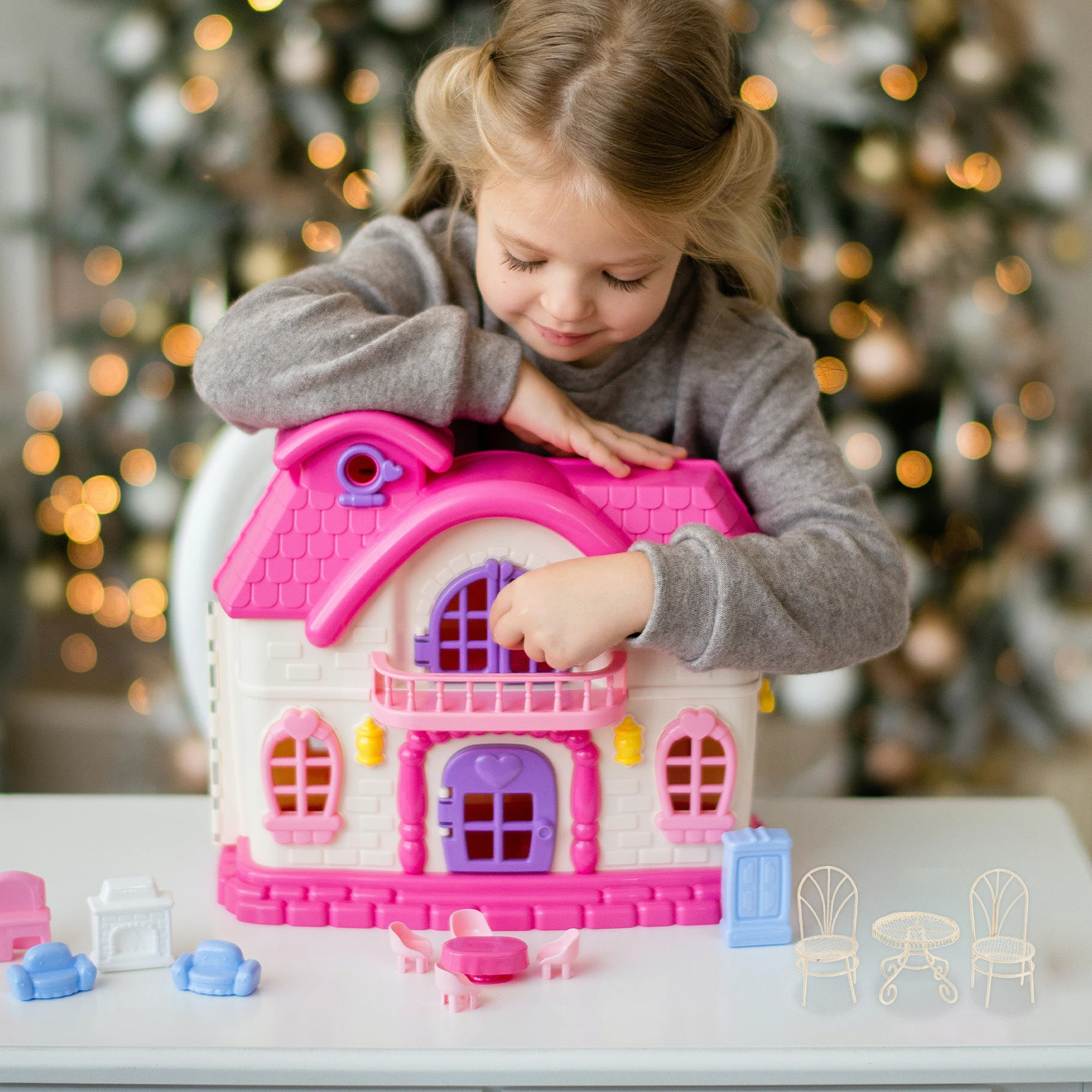 

Miniature Table Chairs Set Fairy Garden Accessories Dollhouse Kitchen Furniture Ornament Decoration Iron Simulate Landscape