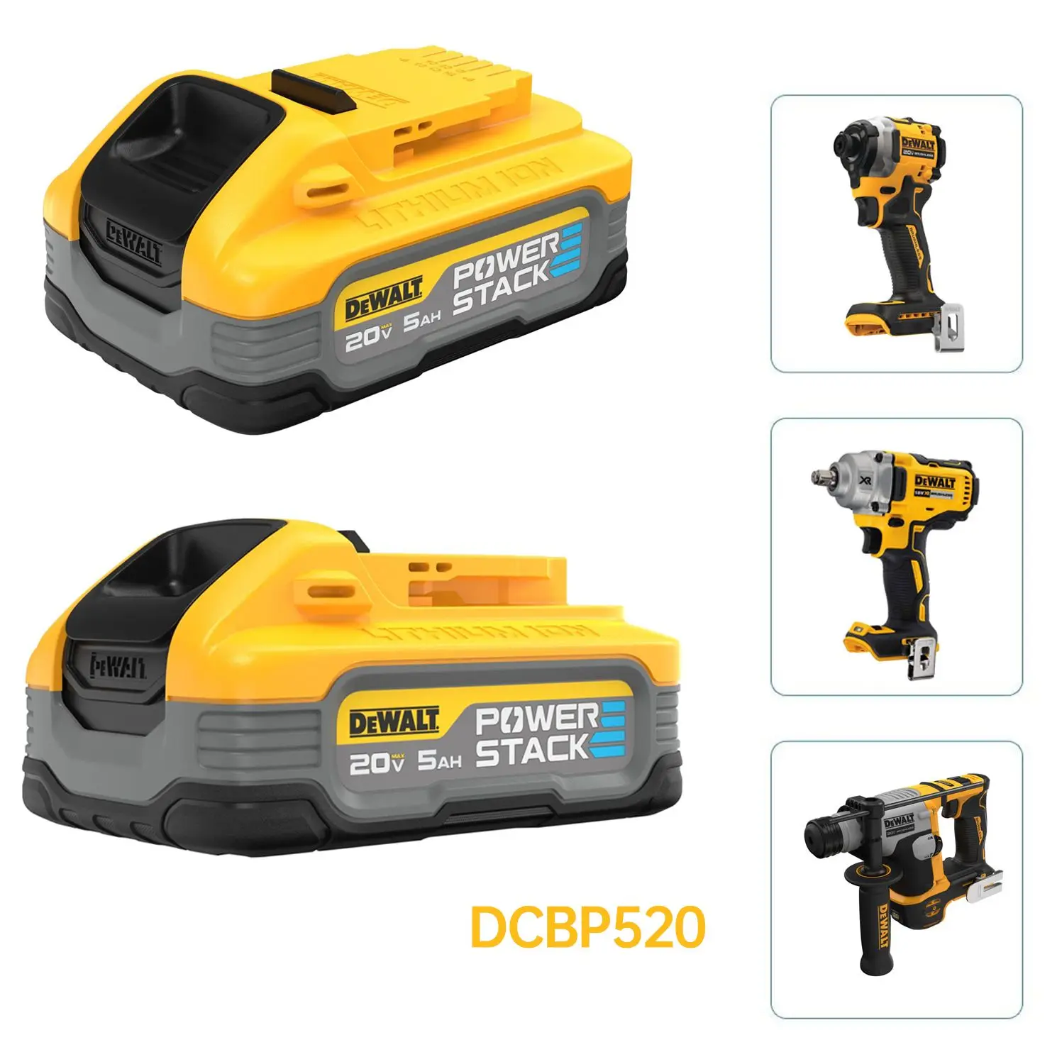 DEWALT DCBP520 Rechargeable Powerstack Lithium Lon Battery 20V MAX 5.0Ah DEWALT Power Tools Universal Accessories