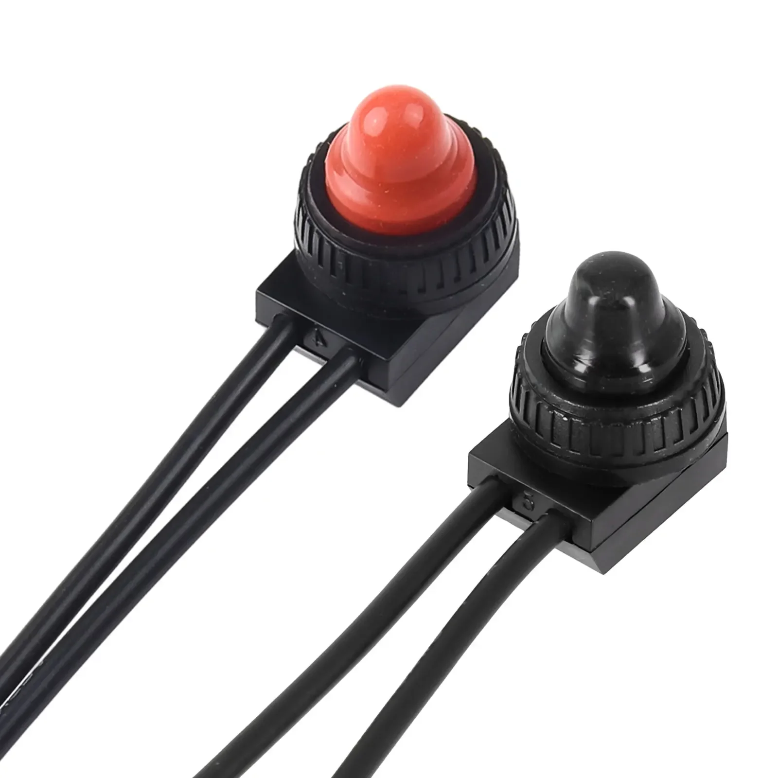

On-Off Switch Push Button Switch Red/black Rubber Cover Self-locking Sturdy Waterproof With Leads Wire 12V 250V