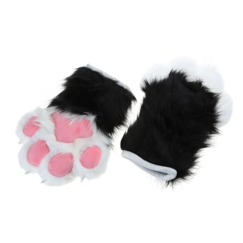 Guantes Con Garras De Animales Peludos – Manoplas De Felpa Para Cosplay Y Halloween (talla única)