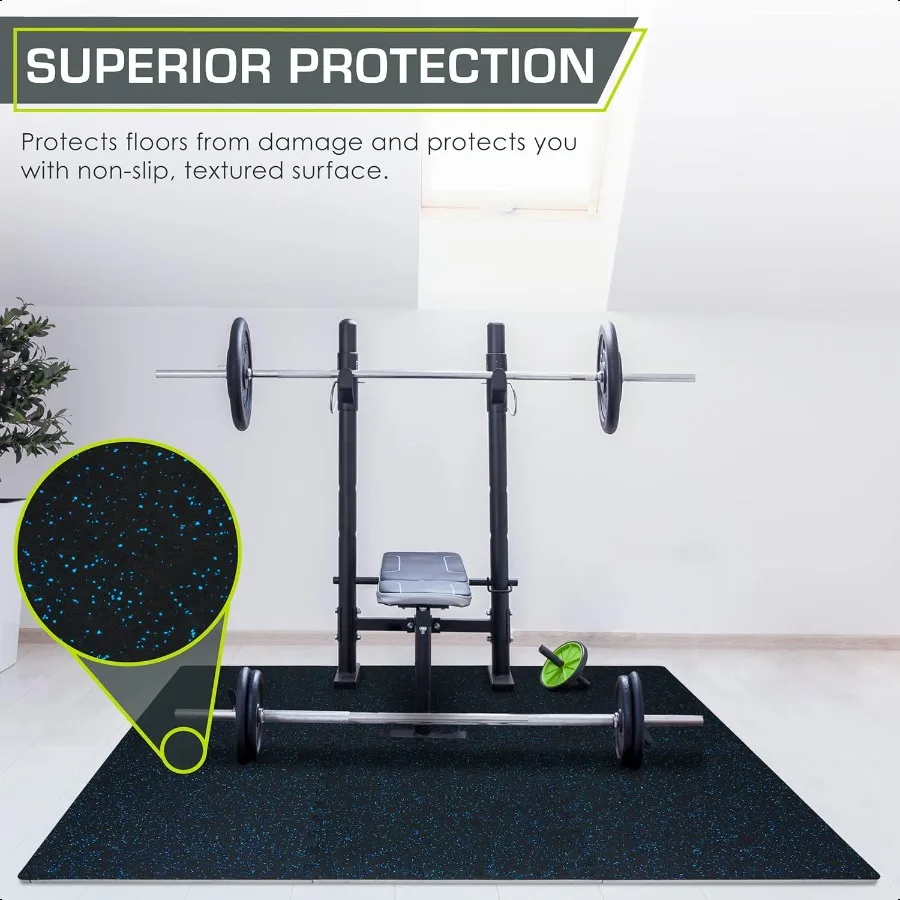 Estera de rompecabezas de ejercicio superior de goma, 3, 4 pulgadas, 48 cuadrados, 12 azulejos, azulejos entrelazados de espuma EVA para gimnasio en casa, suelo protector para equipos