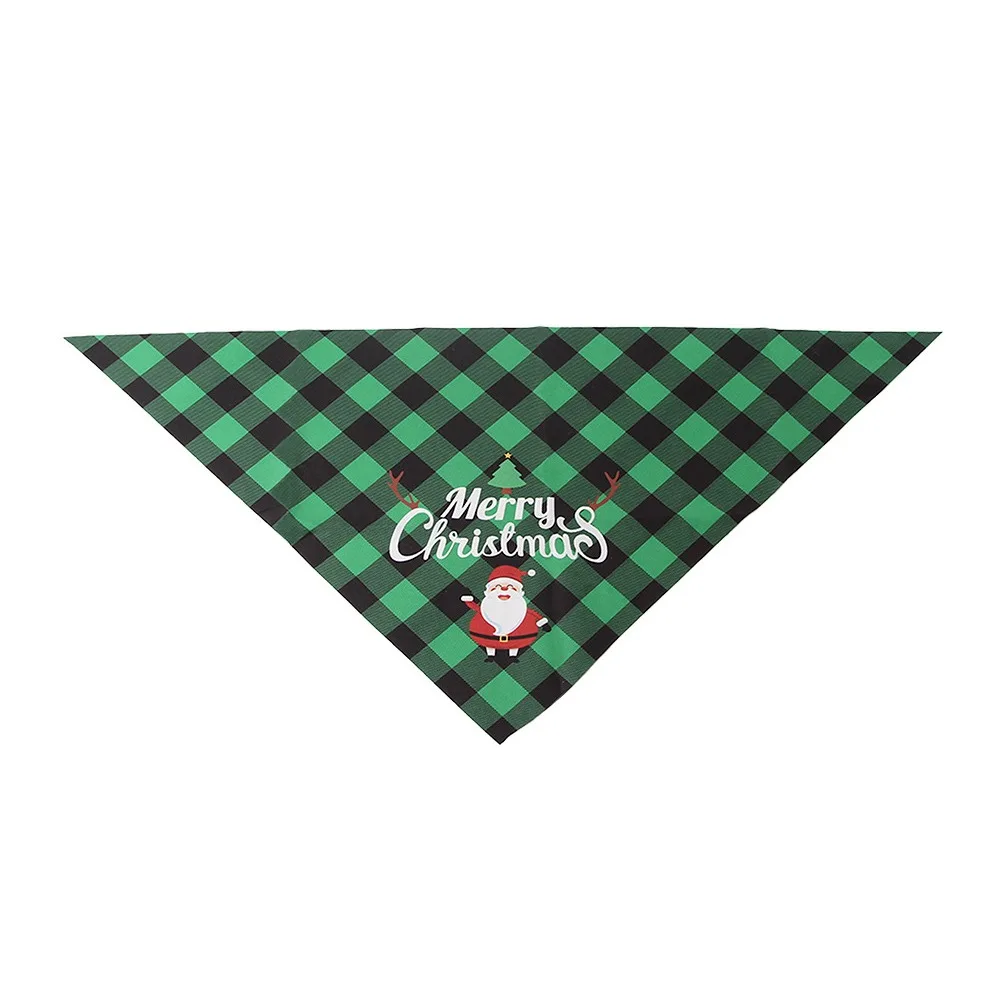 

Pet Supplies Red Green Grid Christmas Dog Scarf Adjustable Santa Claus Dog Saliva Towel Snowman Pet Triangle Scarf Home Decor