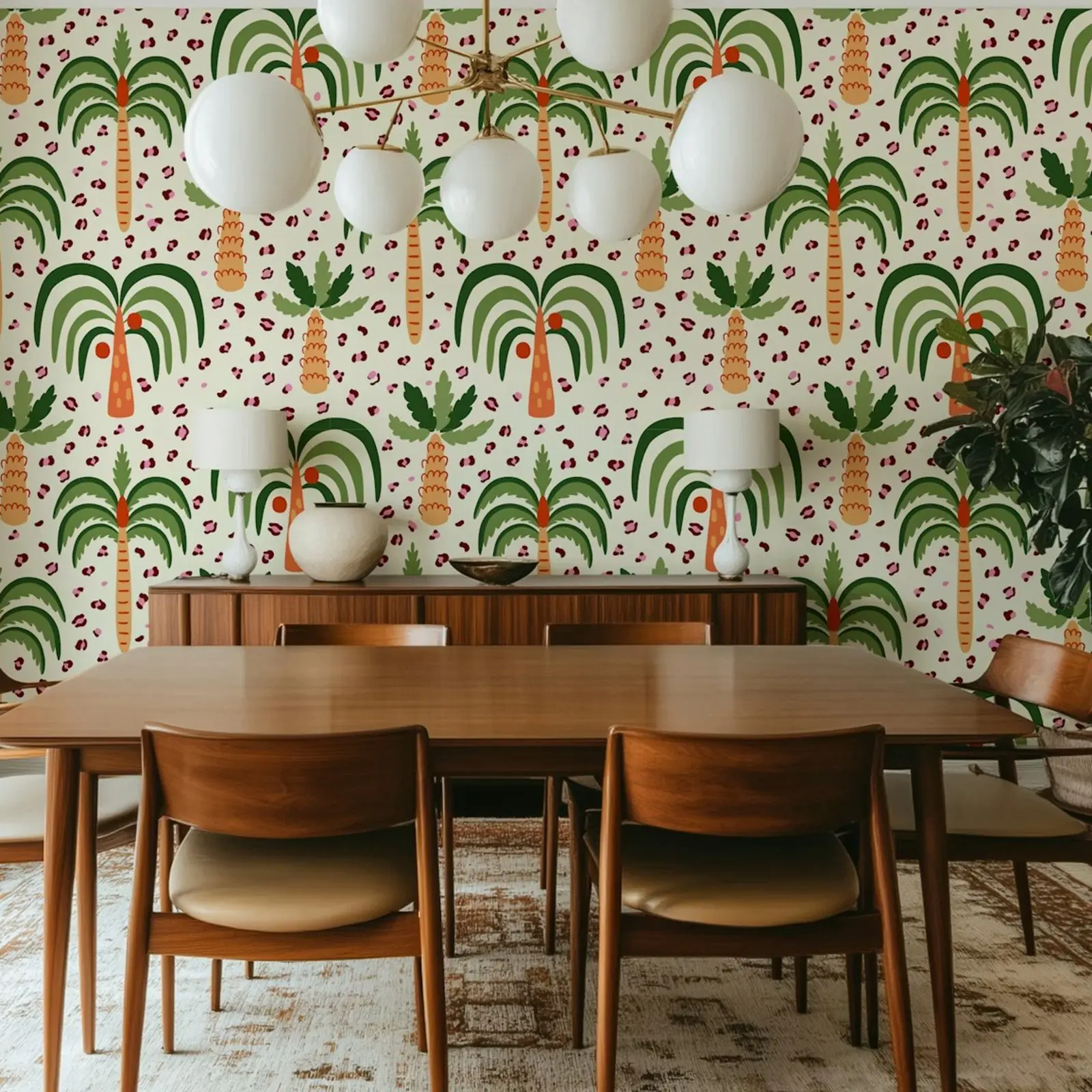Vibrant Palm Paradise Wallpaper Peel and Stick,Palm Trees Wall Mural  For Living Room Decor,Self-adhesive Or Traditional Papers