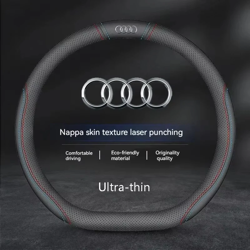 

For Audi Sline S3 S4 S5 S6 RS3 RS4 RS5 RS6 RS7 Q2 Q3 Q5 Q7 Q8 TT TTRS A1 A3 A4 A5 A6 A7 A8 Leather car steering wheel cover