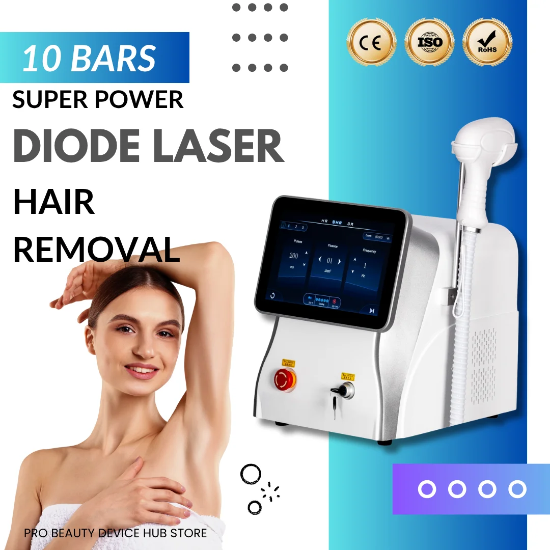 

Профессиональная диодная лазерная система для удаления волос с александритом, ледом, титаном, тройной волной, 10 баров, средство для удаления всего тела