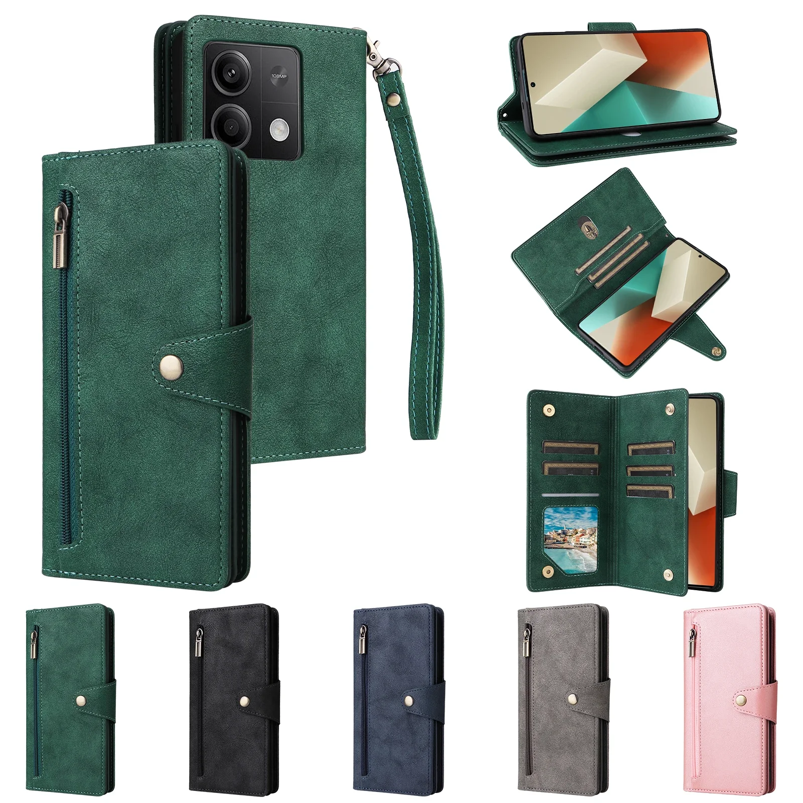 

13X*Fillet Leather Case Wallet Anti-fall Flip Phone Case For Xiaomi11T/13T Redmi Note12 Pro Plus POCO X5 speed Explorer 4G/5G