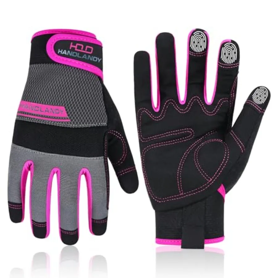 

HANDLANDY Work Gloves for Women, Breathable Leather Gardening Glove for Yard Maintenance, Hand Protection with Touch Screen