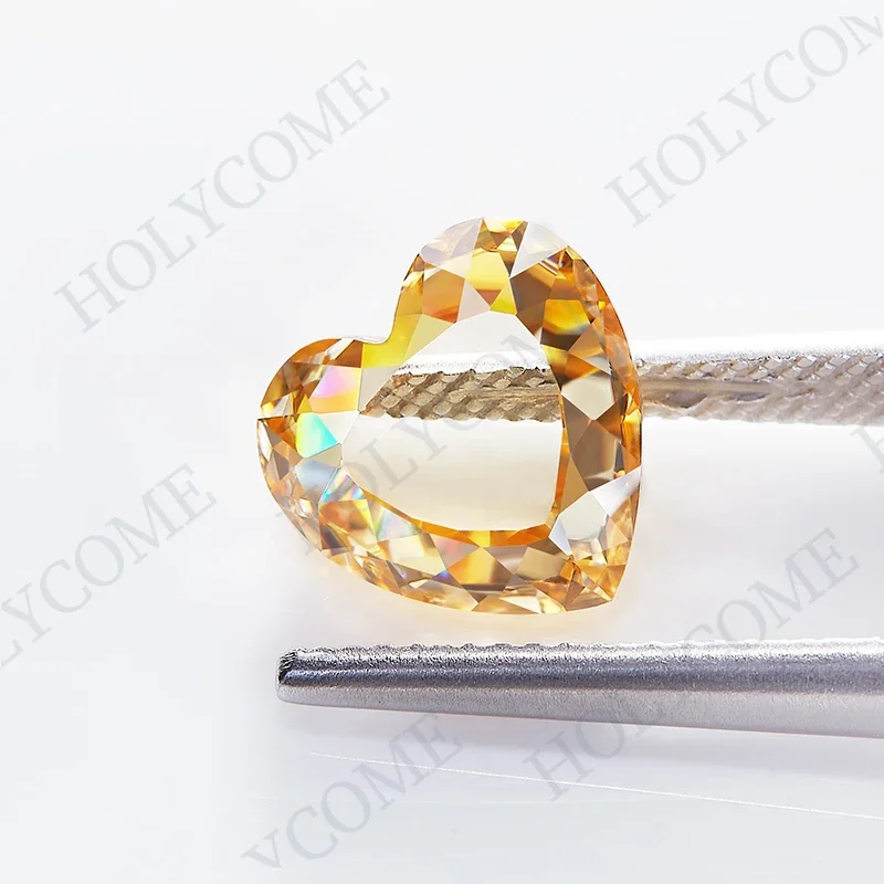 PTX Excellent Champagne Loose Moissanite Special Heart Cut 1-5ct VVS1 GRA Certificated Diamond Beads for Jewelry Making Charms