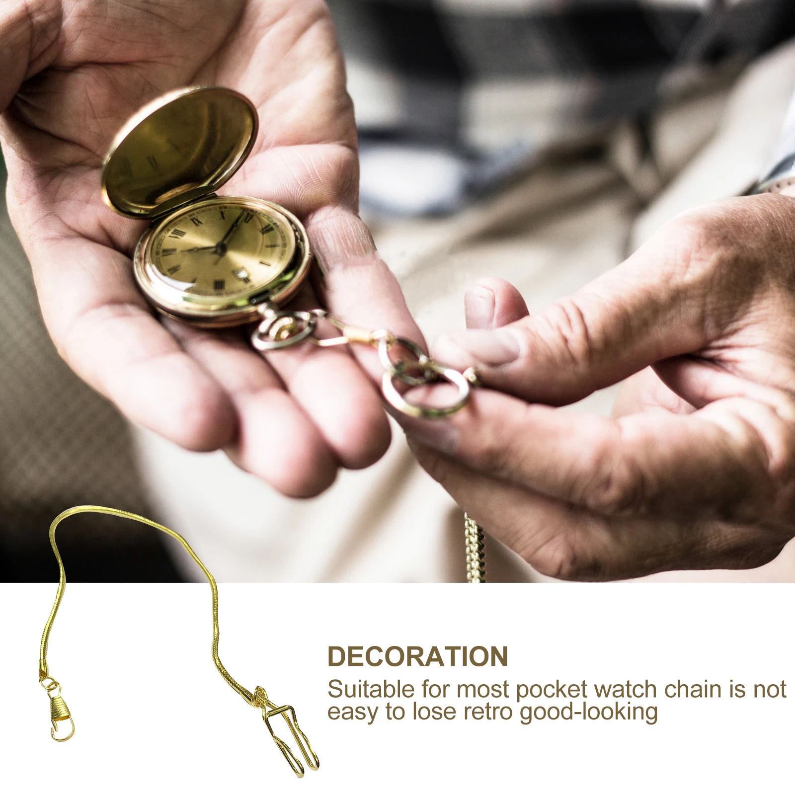 

Pocket Watch Chain Vintage Metal Gold Belt Chains for Men Women Keychain Accessory Hanging Lobster Clasp Retro Style