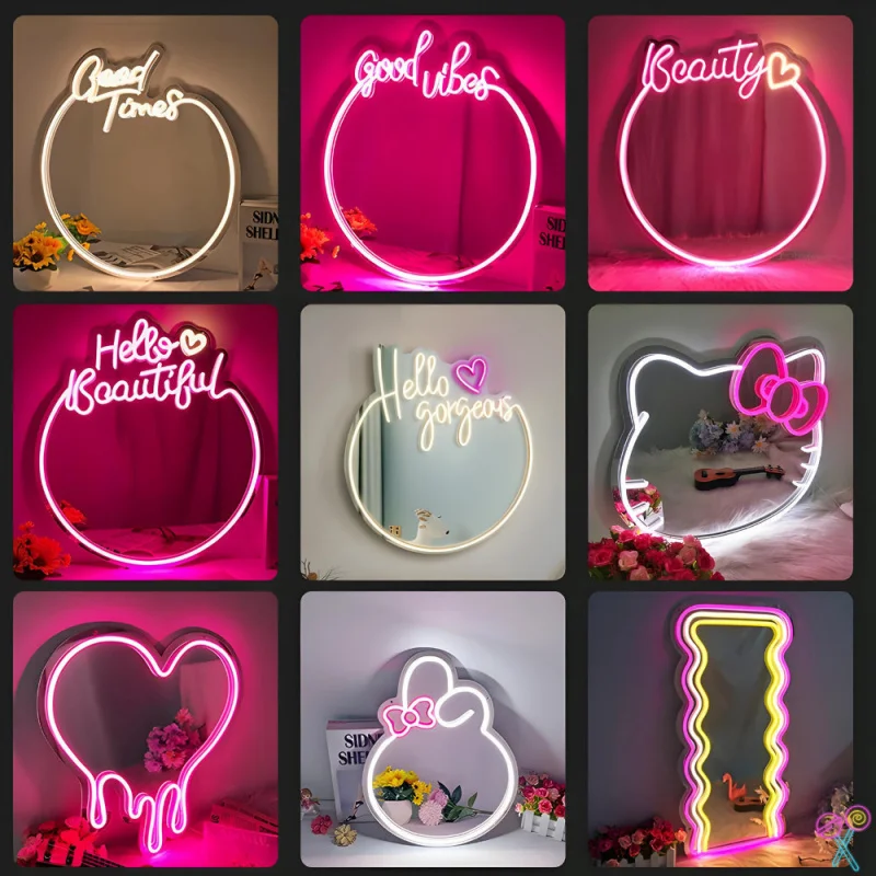 LED Spiegel Neonlicht Kreatives Design Atmosphäre Licht Schlafzimmer Zimmer Dekoration Lampe
