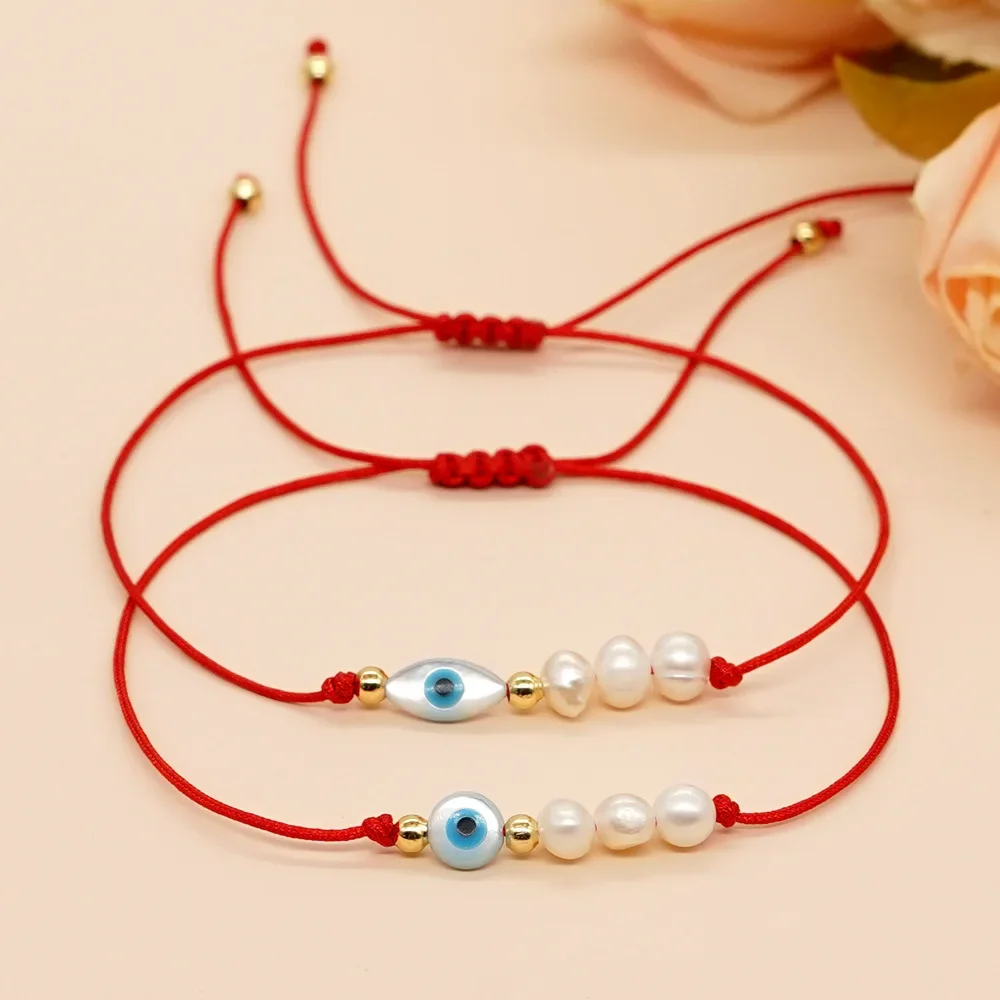 CCGOOD Evil Eye Bracelet for Women Red String Bracelets Lucky Protection Jewelry Gift Natural Pearl Pulseras