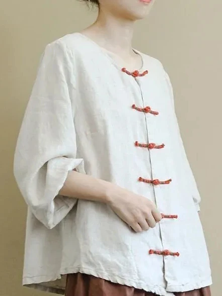 

Новый китайский женский кардиган из хлопка и льна, весенне-осенний, в стиле ретро, с национальным художественным узором, на пуговицах, в стиле дзен, для чаепития