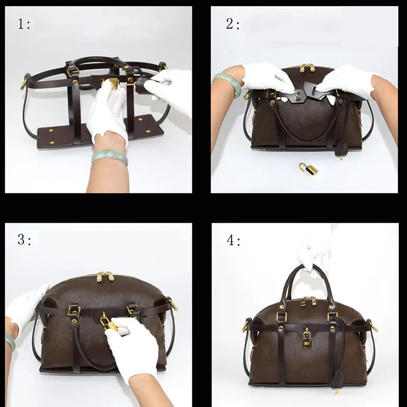 Hollow Tote Messenger Bag Set Leather Encasement Conversion Crossbody Adjustable Shoulder Strap for Women Handbag Accessories