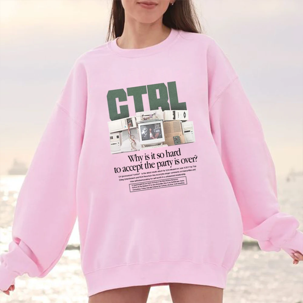 Sza Music Album Ctrl Crew Neck Sweatshirt Text Pattern Printing Retro 90s Harajuku Sweatshirts Street Style Gifts For Sza Fans