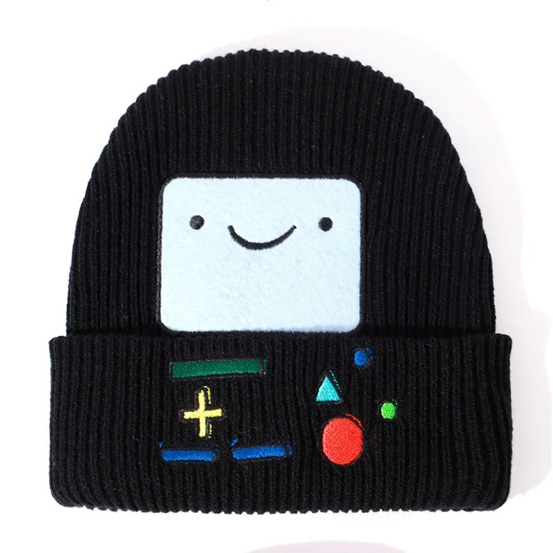 Anime Game Machine BMO Beanie Hat For Women Men Cartoon Embroidery Knitted Hats Winter Hat Hip Hop Ski Skull Caps