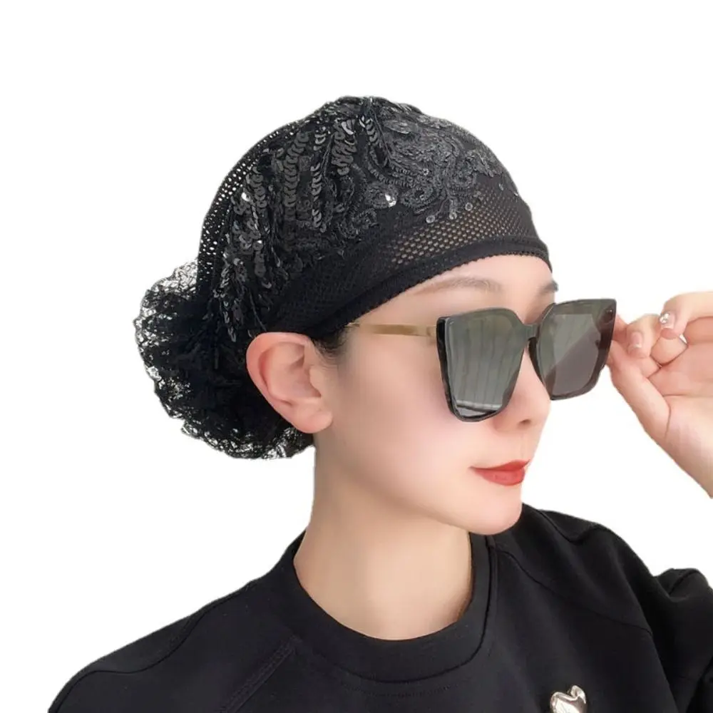 Embroidery Baotou Hat Fashion Flowers Breathable Muslim Cap Summer Lace Prayer Hat Women image 5