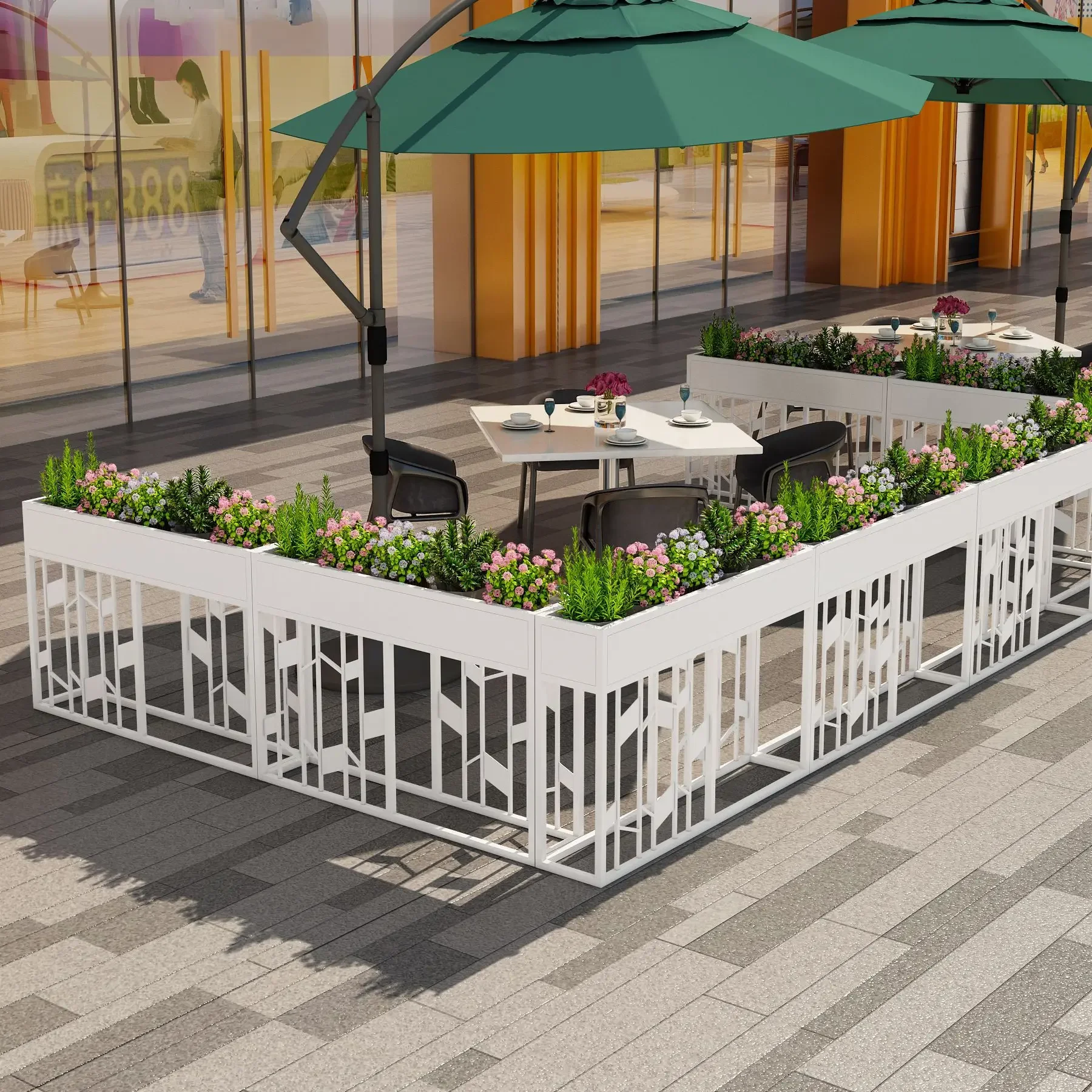 Outdoor courtyard stainless steel planter planting box outdoor wrought iron flower box municipal road flower bed flower pot sale